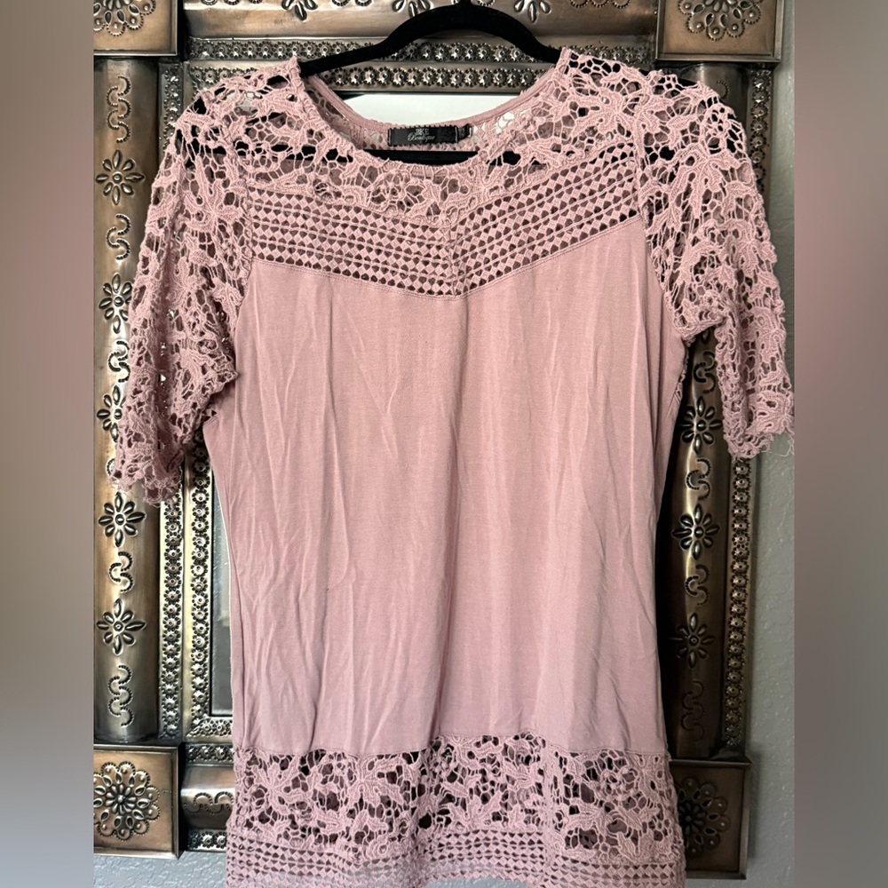 BKE Pink Lace Blouse